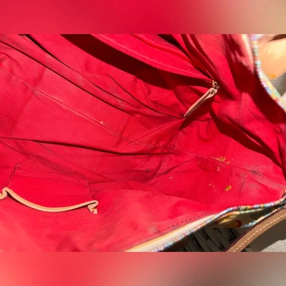 Dooney & Bourke Alphabet Print Satchel Cream Multicolor Leather Trim - Picture 11 of 16